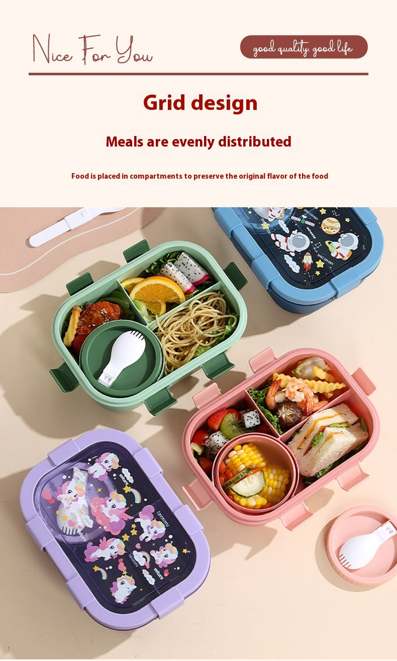 Kids’ Microwaveable Compartment Lunch Box – Cute Leak-Resistant Bento Container