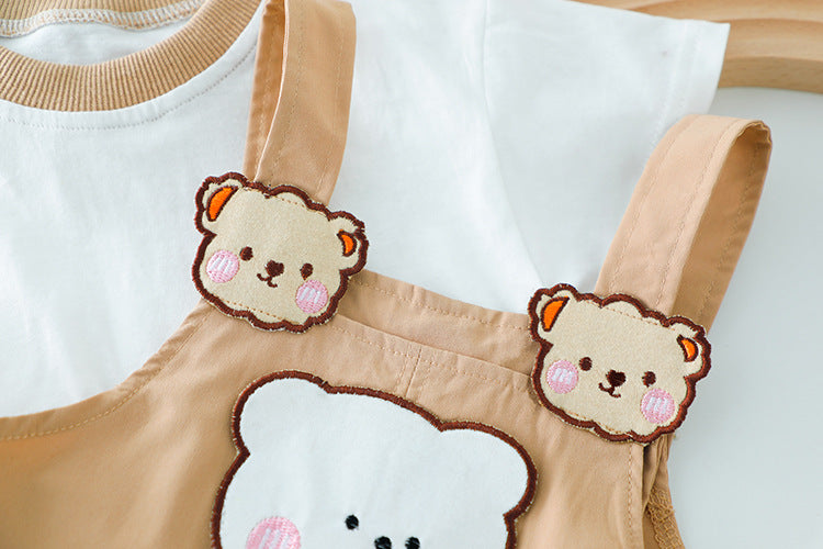 Baby Summer Cartoon Short-Sleeve T-Shirt & Overall Set – Cotton Unisex Outfit