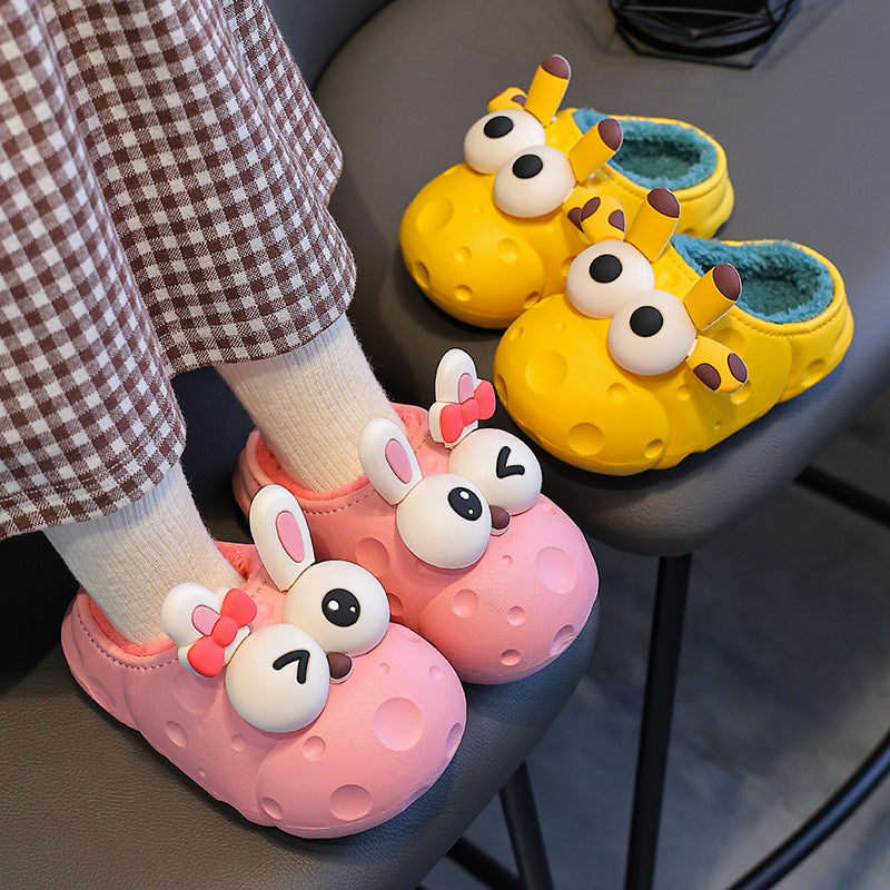 Kids' Plush Cartoon Animal Slippers – Warm Non-Slip Indoor House Shoes