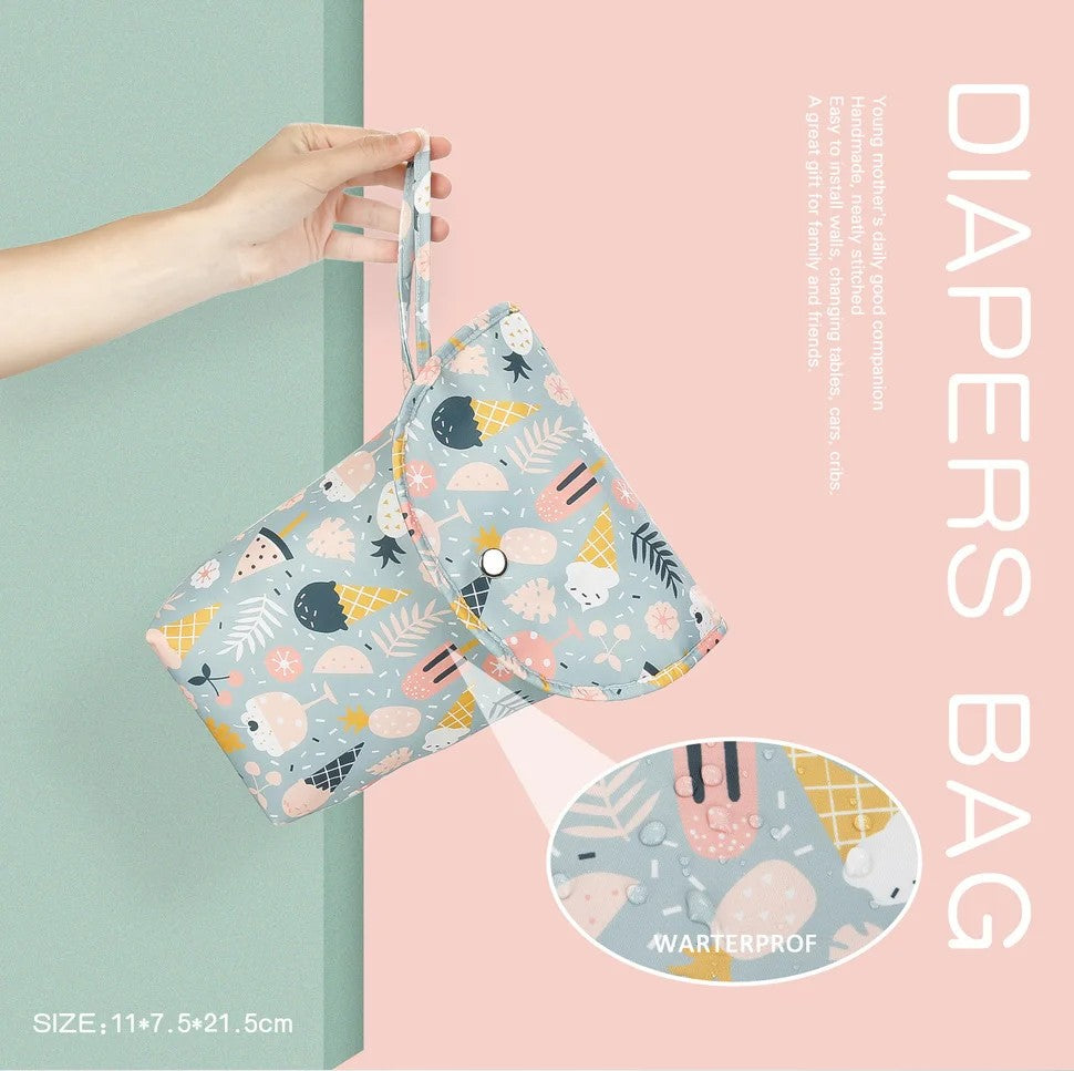 Portable Waterproof Baby Diaper Storage Bag – Compact Travel Organizer for Diapers & Wipes