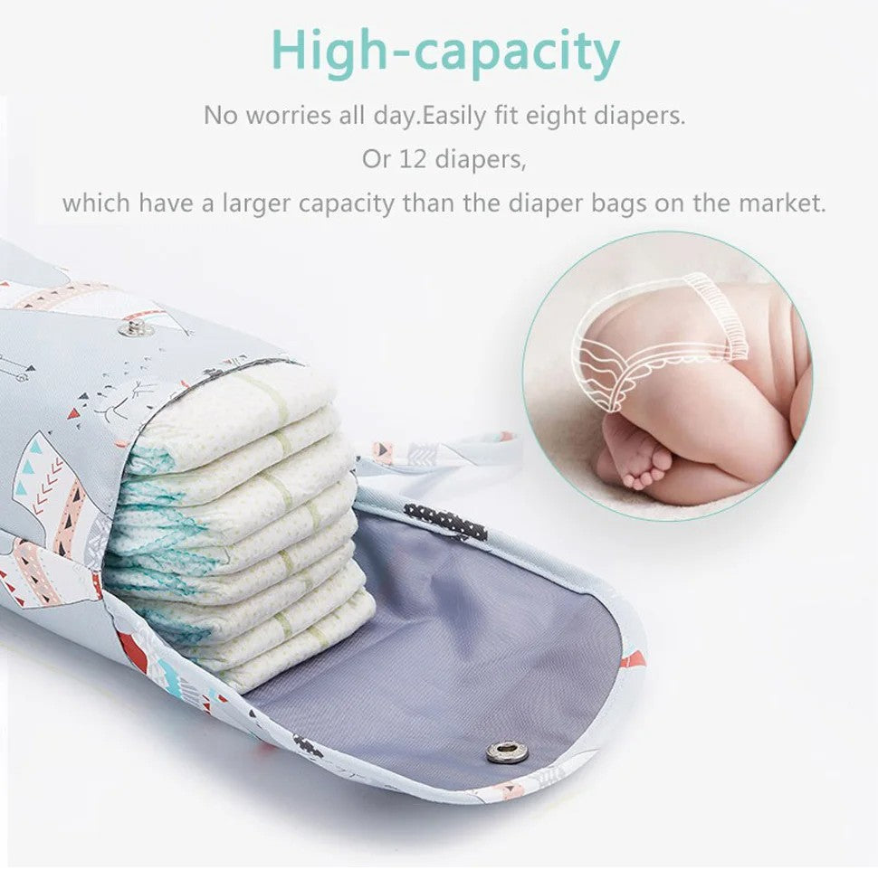 Portable Waterproof Baby Diaper Storage Bag – Compact Travel Organizer for Diapers & Wipes