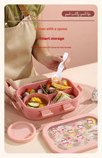Kids’ Microwaveable Compartment Lunch Box – Cute Leak-Resistant Bento Container