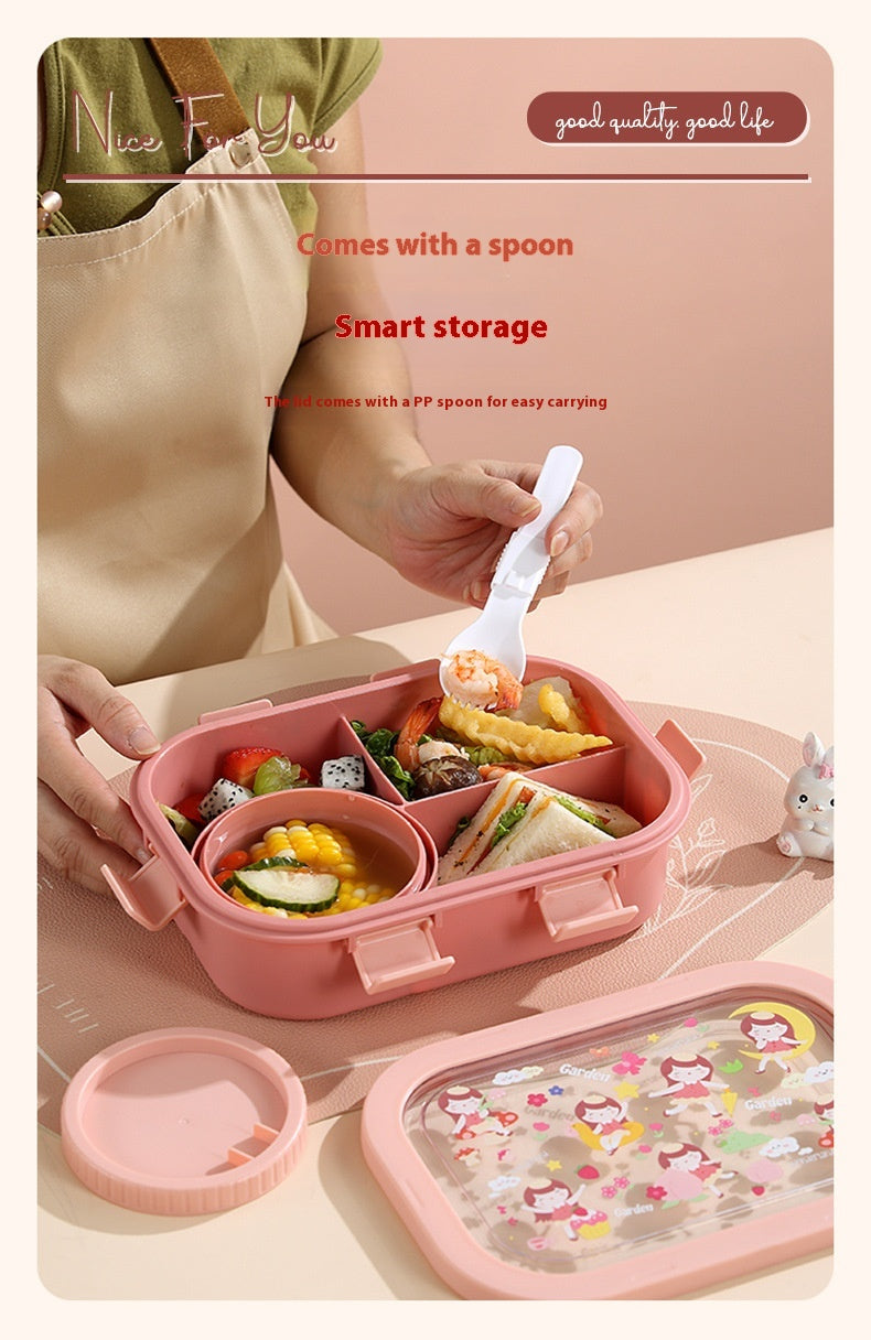 Kids’ Microwaveable Compartment Lunch Box – Cute Leak-Resistant Bento Container