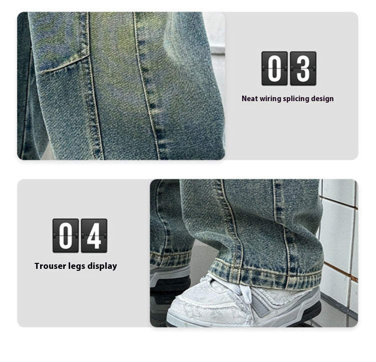 Boys Loose Fit Denim Jeans – Korean Style Straight Leg Pants