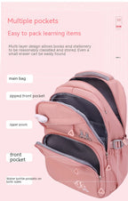 Fashion Primary School Backpack for Girls – Waterproof  School Bag with Multiple Compartments