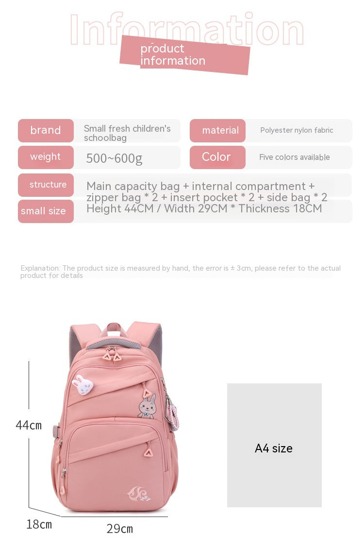 Fashion Primary School Backpack for Girls – Waterproof  School Bag with Multiple Compartments