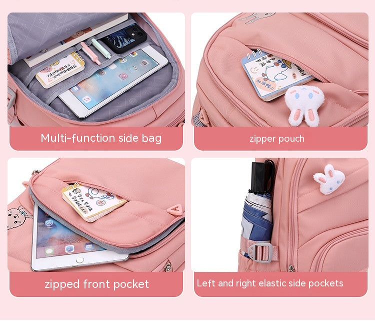 Fashion Primary School Backpack for Girls – Waterproof  School Bag with Multiple Compartments