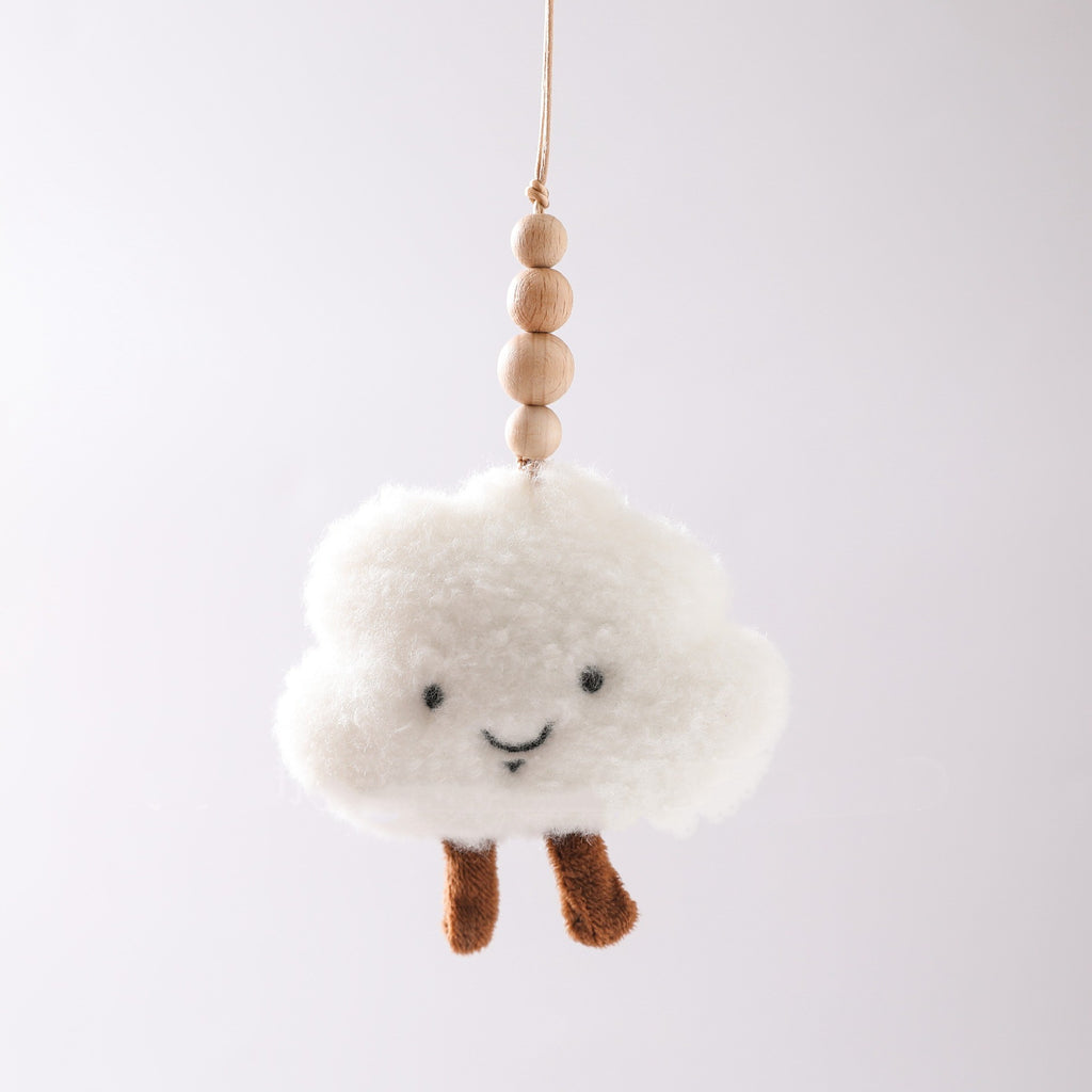 Wooden Baby Play Gym with Hanging Sensory Toys & Cloud Pendant