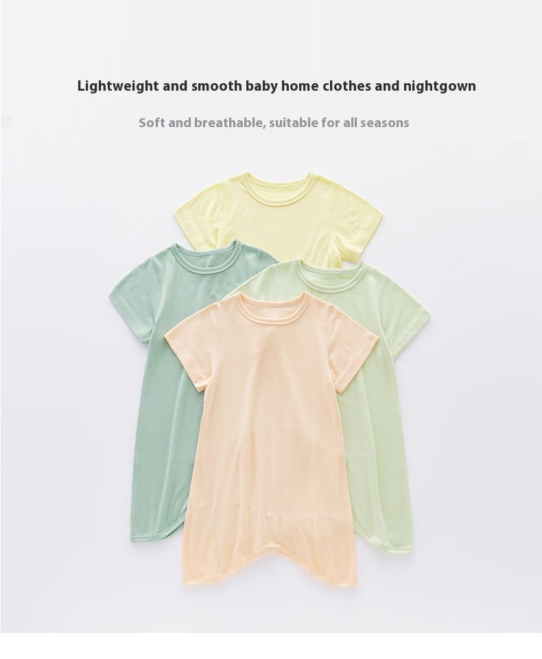 Kids Modal Short-Sleeve Sleep Romper – Lightweight One-Piece Pajamas