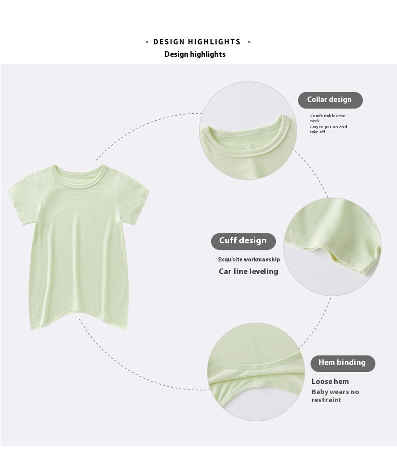 Kids Modal Short-Sleeve Sleep Romper – Lightweight One-Piece Pajamas