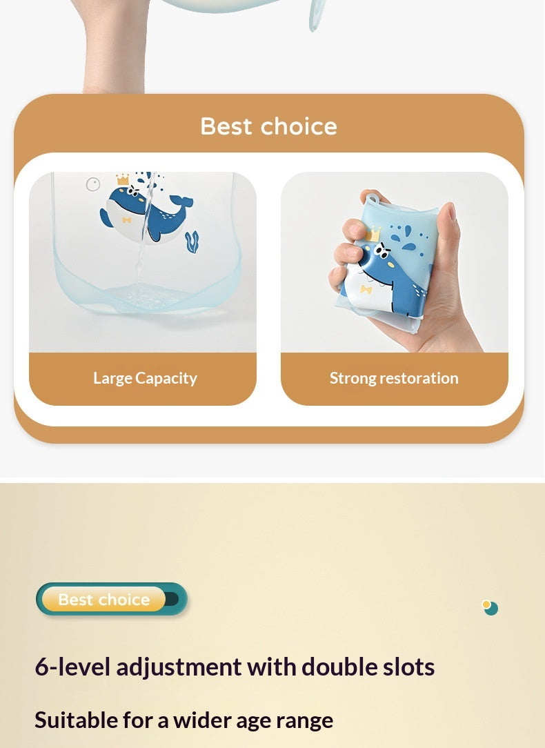 Waterproof Silicone Baby Feeding Bib with Food Catcher – Adjustable Soft Bib