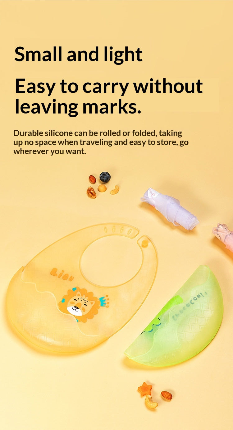 Waterproof Silicone Baby Feeding Bib with Food Catcher – Adjustable Soft Bib
