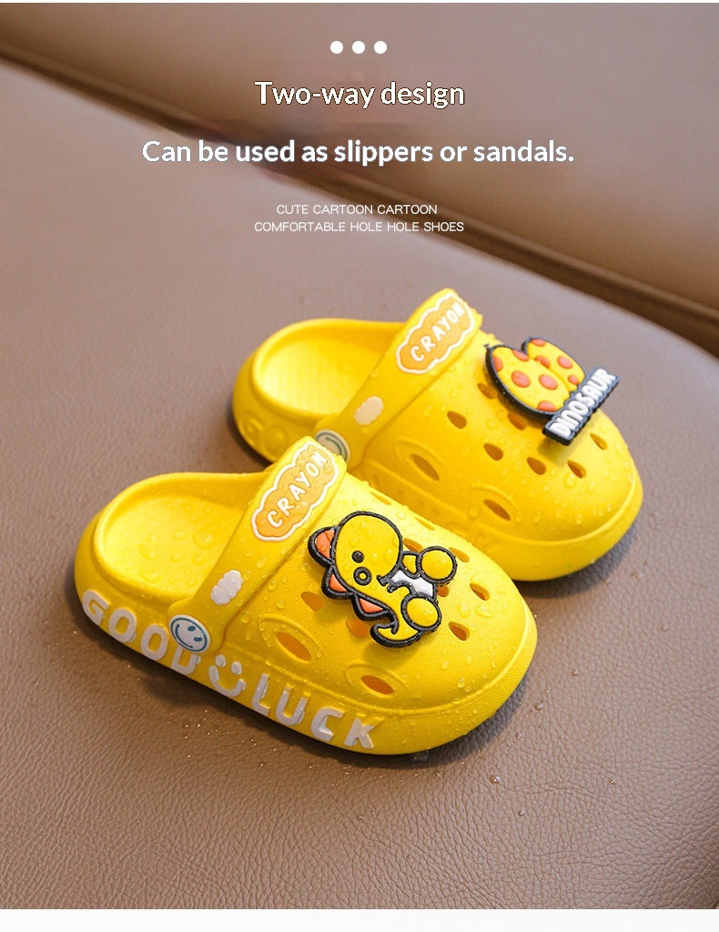 Kids Cartoon Dinosaur Slide Slippers – Lightweight PVC Sandals for Boys & Girls