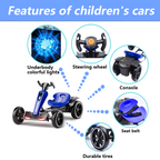 12V Electric Go Kart for Kids – Foldable 4-Wheel Ride-On with Adjustable Seat, LED Lights & Bluetooth – Blue