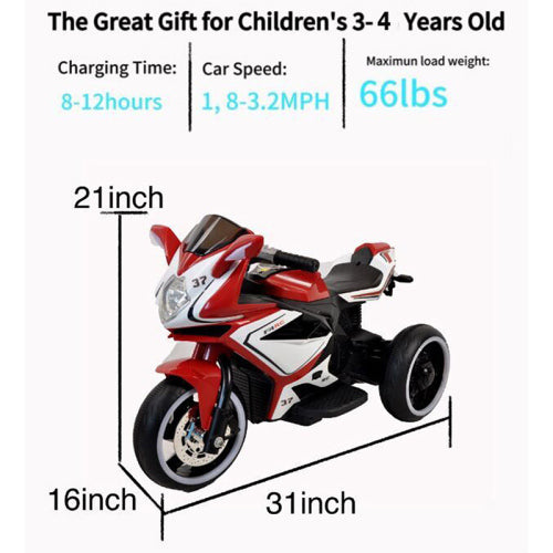6V Kids Electric Ride-On Motorcycle with LED Light-Up Wheels, Headlight & MP3 Player