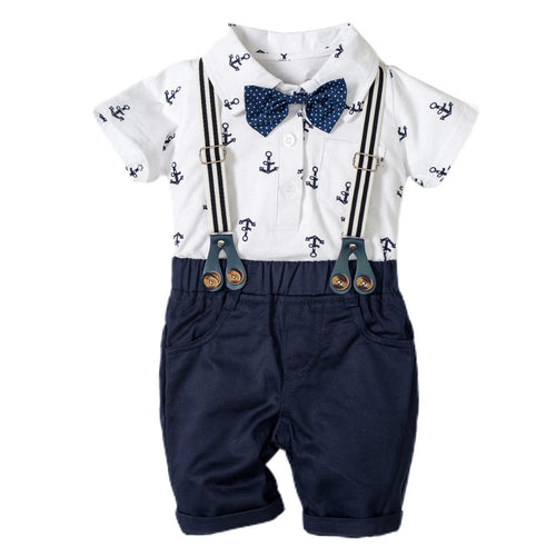 Baby Boy Gentleman Romper Set – Printed Formal Style Outfit