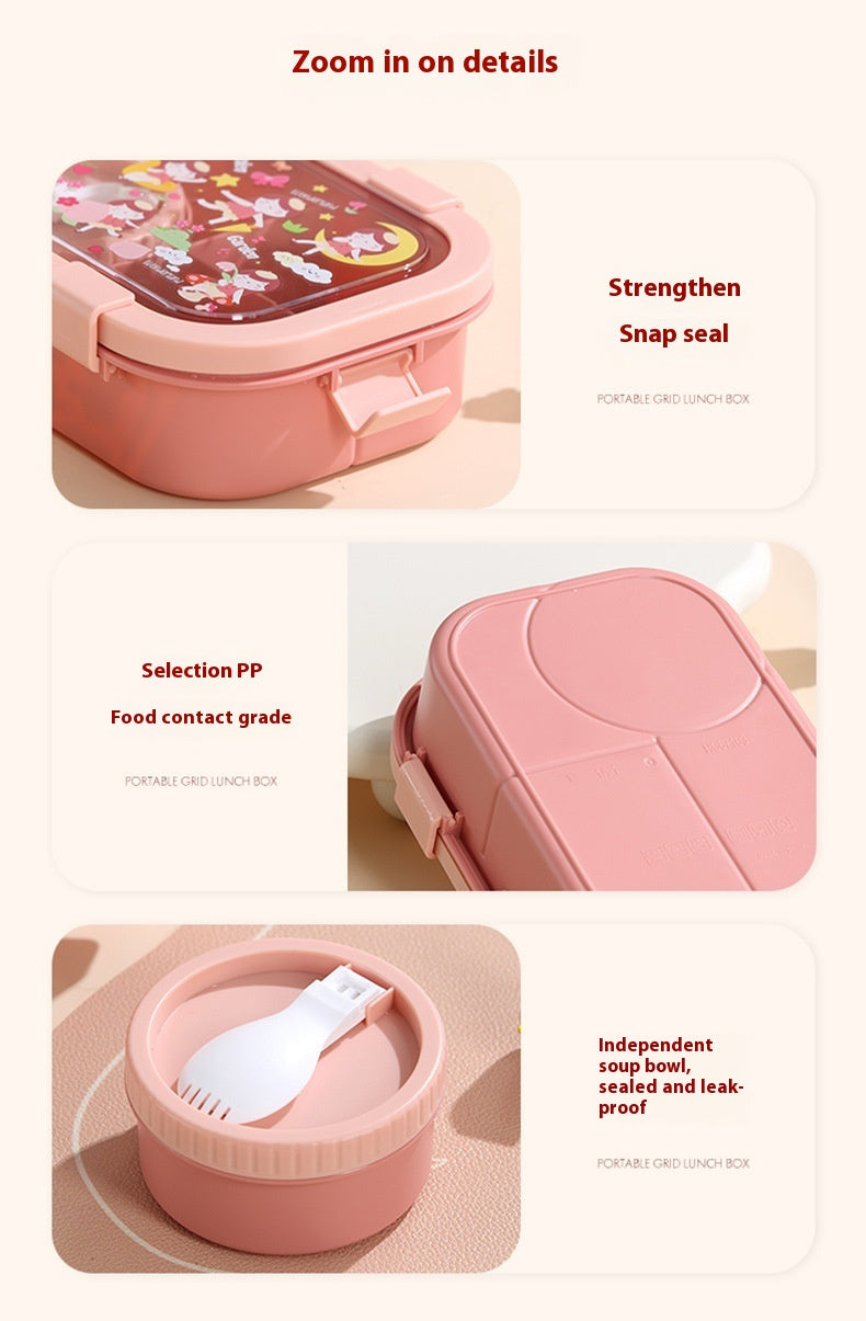 Kids’ Microwaveable Compartment Lunch Box – Cute Leak-Resistant Bento Container