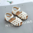 Buckle Toe Soft Sole Woven Girls Sandals - for toddlers