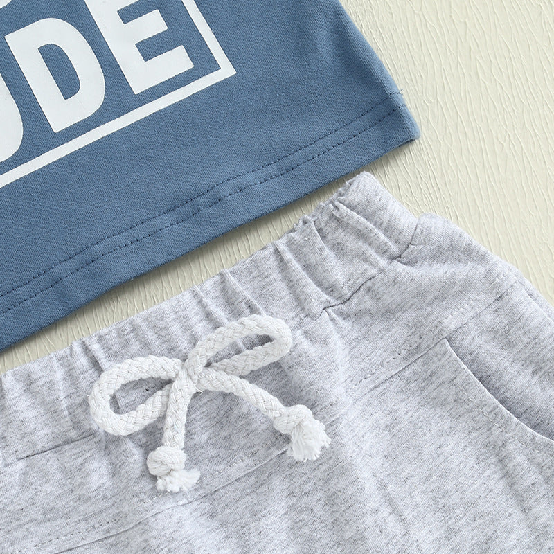 Baby Boys’ 2-Piece Summer Tank Top & Shorts Set – “Dad’s Little Dude” Cotton Outfit