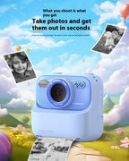 Kids Instant Print Digital Camera – 1080P Dual-Lens Camera with 2.4" IPS Screen, Thermal Printing & Games