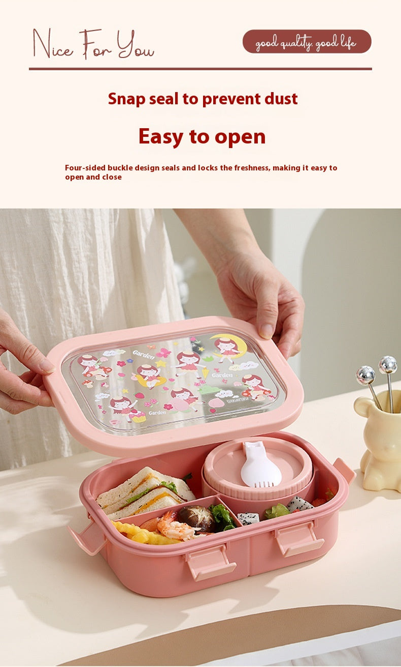 Kids’ Microwaveable Compartment Lunch Box – Cute Leak-Resistant Bento Container