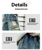 Boys Loose Fit Denim Jeans – Korean Style Straight Leg Pants