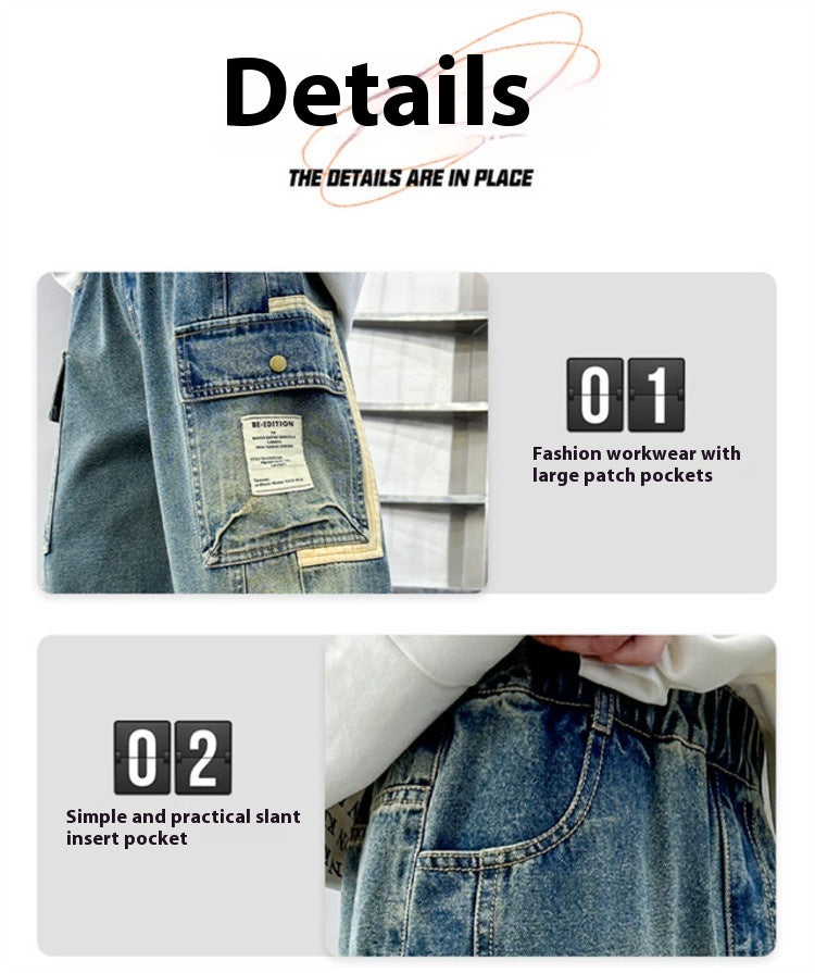 Boys Loose Fit Denim Jeans – Korean Style Straight Leg Pants