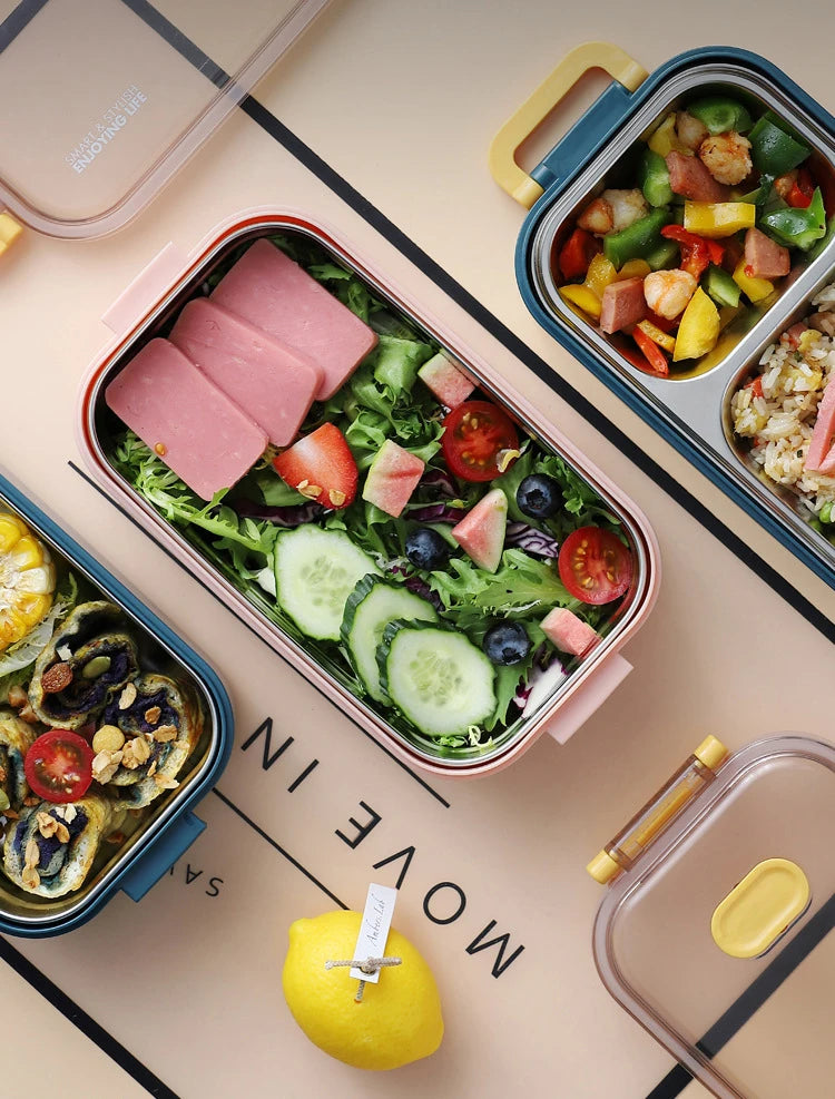 Insulated Stainless Steel Lunch Box – Leak-Resistant Bento Food Container with Handle - for kids
