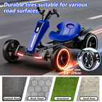12V Electric Go Kart for Kids – Foldable 4-Wheel Ride-On with Adjustable Seat, LED Lights & Bluetooth – Blue