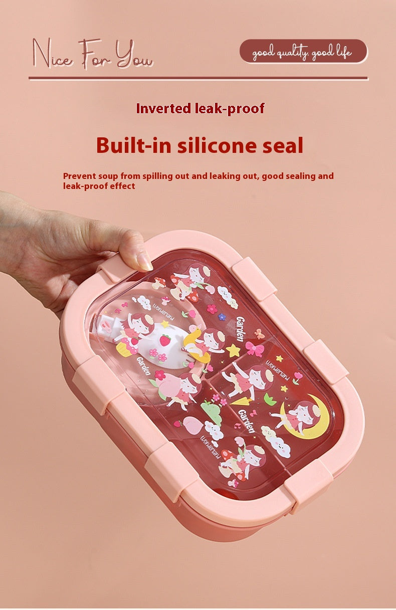 Kids’ Microwaveable Compartment Lunch Box – Cute Leak-Resistant Bento Container