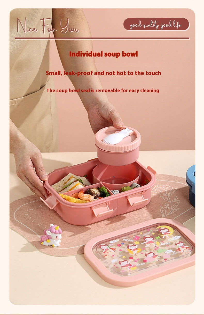 Kids’ Microwaveable Compartment Lunch Box – Cute Leak-Resistant Bento Container