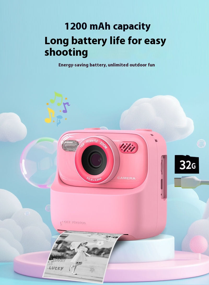 Kids Instant Print Digital Camera – 1080P Dual-Lens Camera with 2.4" IPS Screen, Thermal Printing & Games