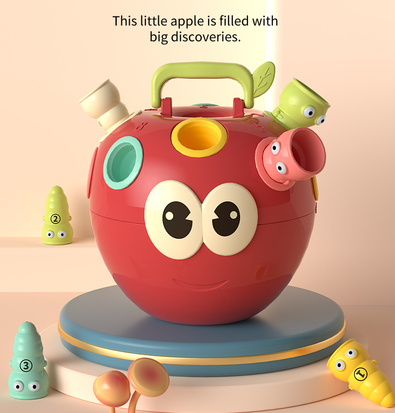 Montessori Apple Worm Sorting Toy – Educational Fine Motor & Color Matching Game