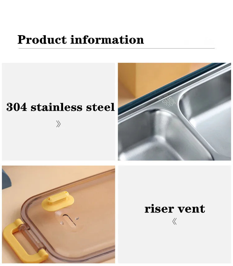 Insulated Stainless Steel Lunch Box – Leak-Resistant Bento Food Container with Handle - for kids