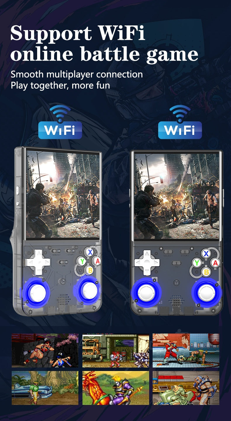 4-Inch Retro Handheld Game Console with WiFi, 720×720 IPS Screen, RK3326 Chip, Dual Joysticks & 3000mAh Battery