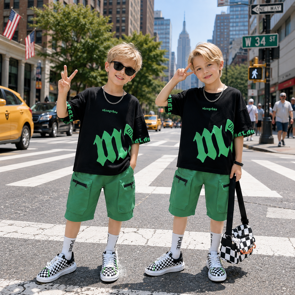 Kids Cotton Short Sleeve T-Shirt & Shorts Set – Casual Summer Outfit