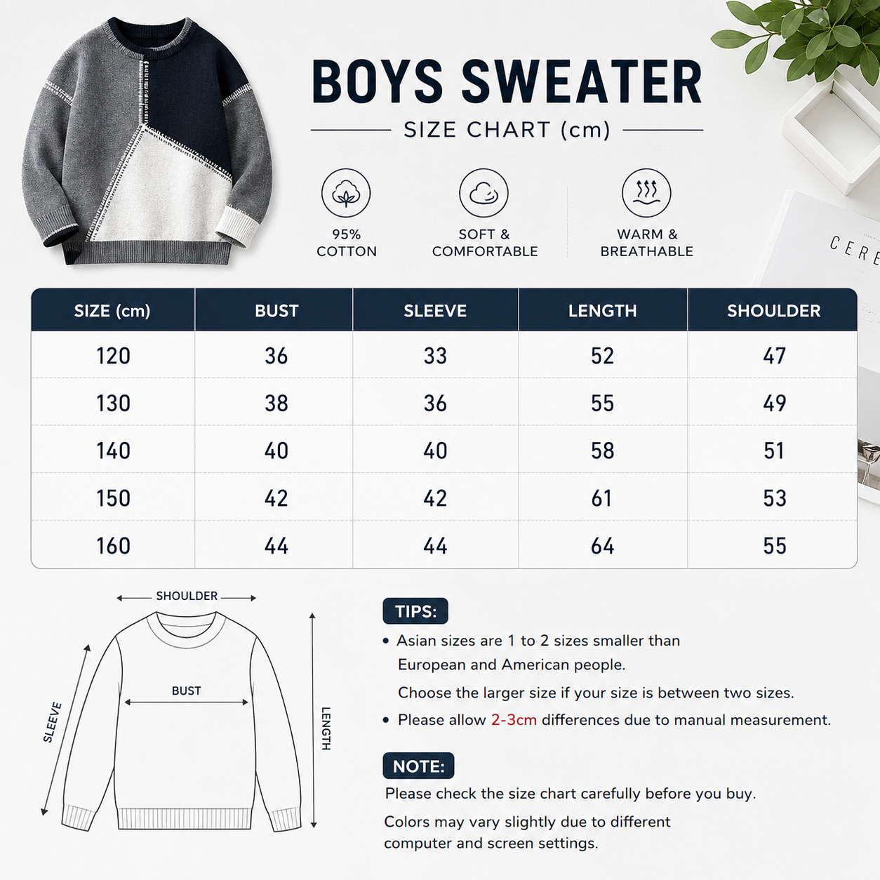 Kids Color Block Knitted Sweater – Soft Long Sleeve Pullover
