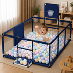 Large Baby Playpen with Basketball Hoop – Safe Indoor Play Yard for Toddlers (122 × 230 × 105 cm)