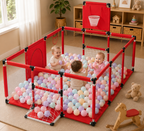 Large Baby Playpen with Basketball Hoop – Safe Indoor Play Yard for Toddlers (122 × 230 × 105 cm)
