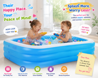 Large Inflatable Family Swimming Pool for Kids & Toddlers – 3 Air Chambers, Durable PVC, Easy Drain Outdoor Backyard Pool