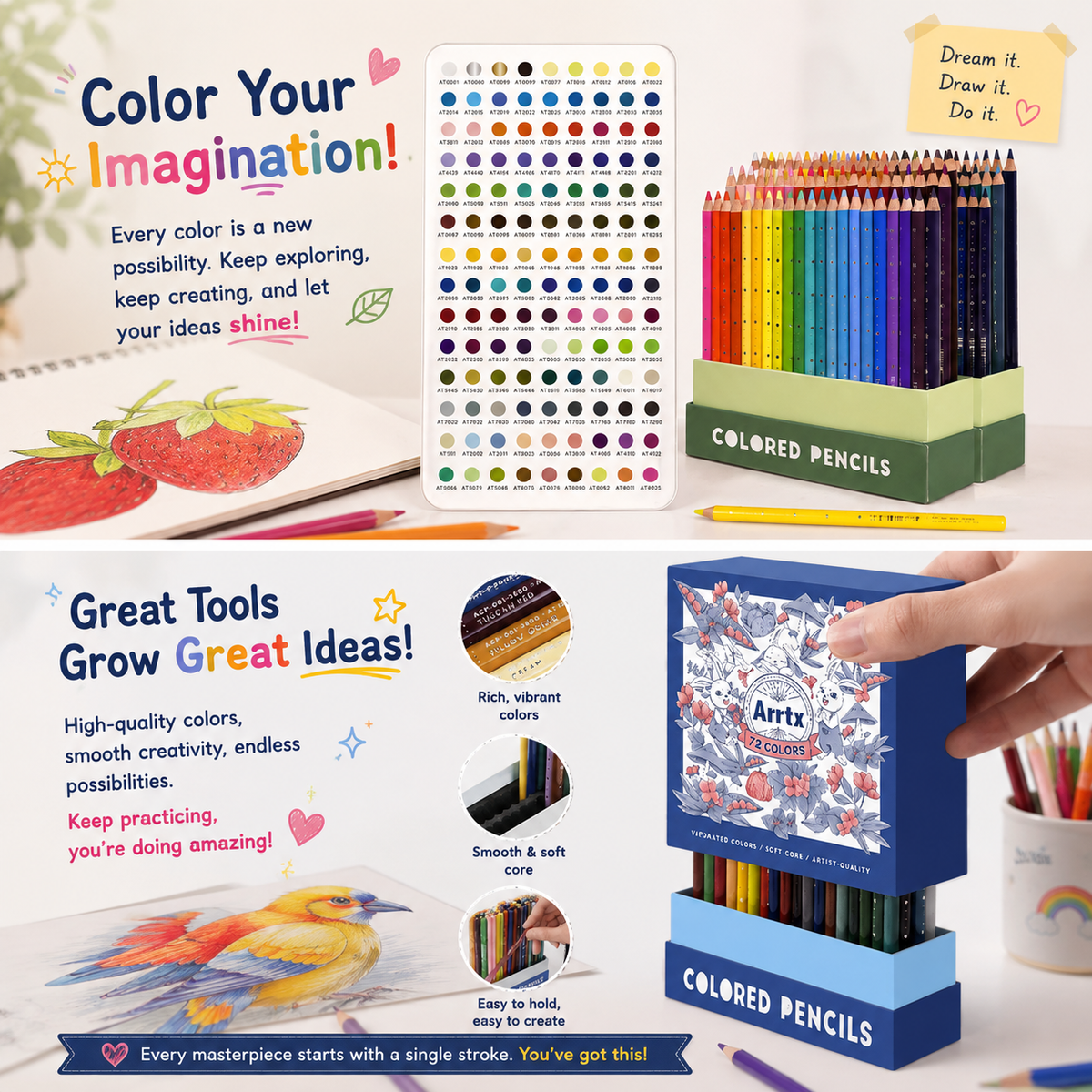 Professional Colored Pencil Set – Soft Core Art Pencils for Drawing, Sketching & Coloring