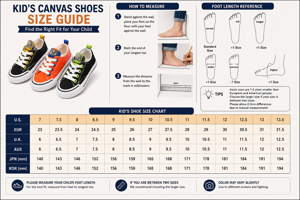 Kids Canvas Sneakers – Casual Lace-Up Non-Slip Shoes