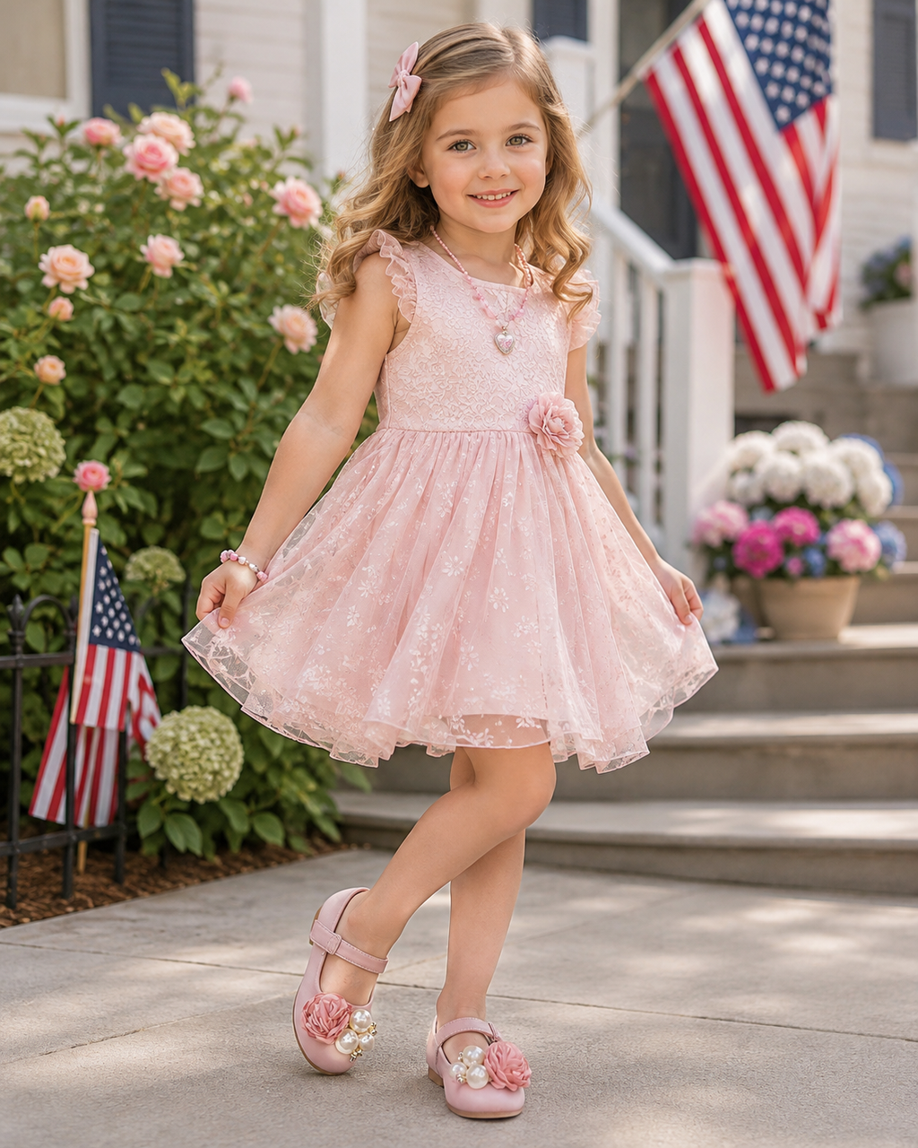Girls Floral Pearl Mary Jane Shoes – Elegant Princess Dress Shoes