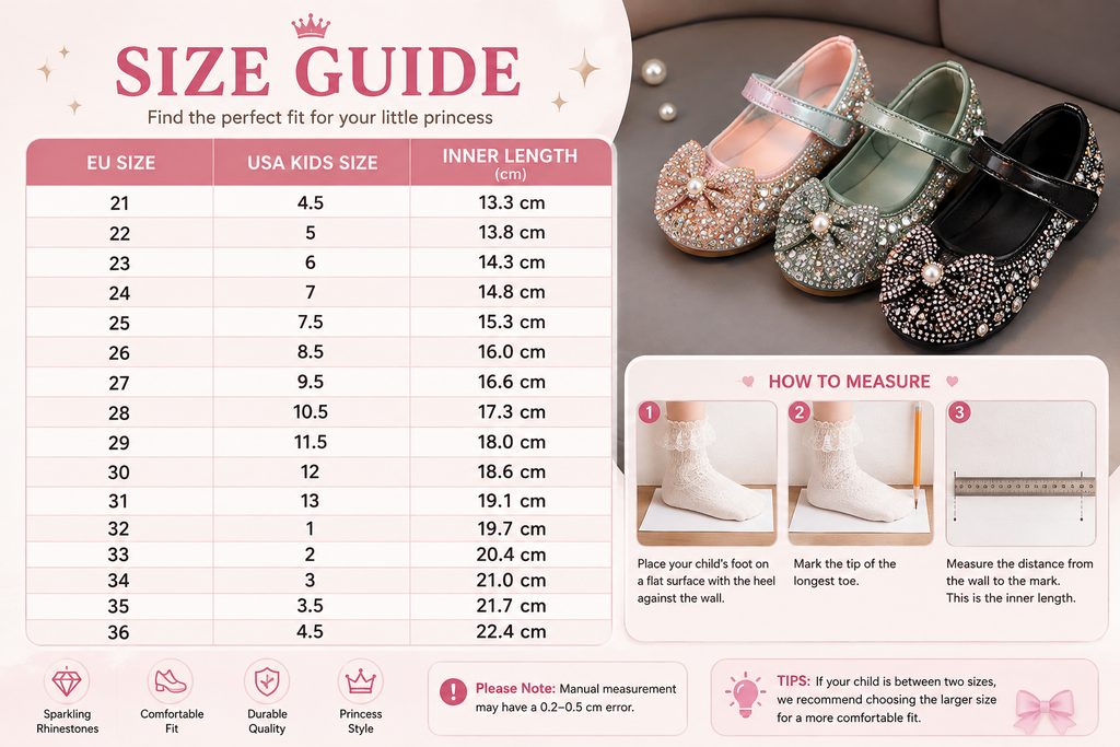 Girls Sparkling Rhinestone Mary Jane Shoes – Glitter Princess Dress Shoes