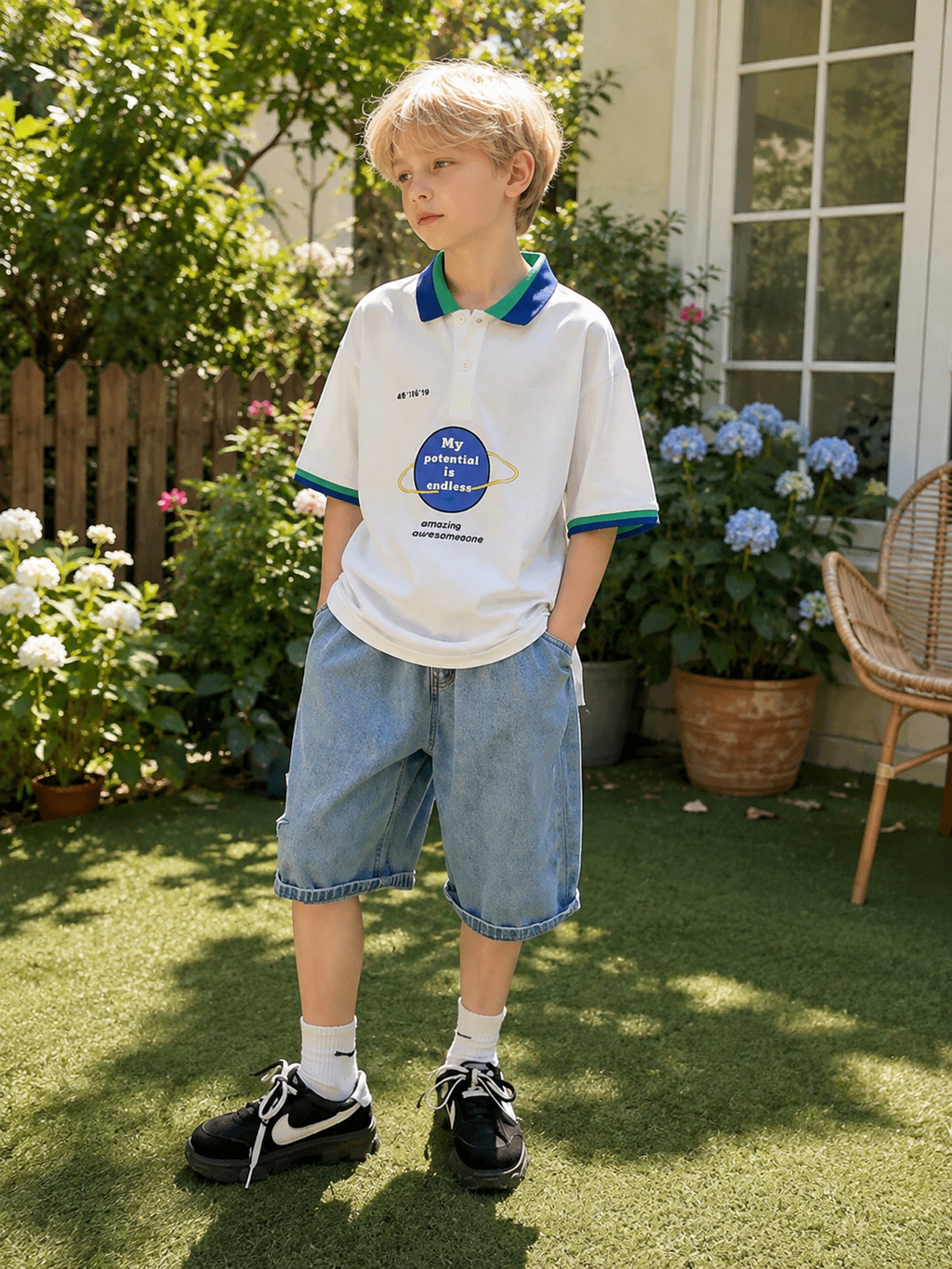 Boys Cotton Summer Outfit Set – Short Sleeve T-Shirt & Cropped Pants