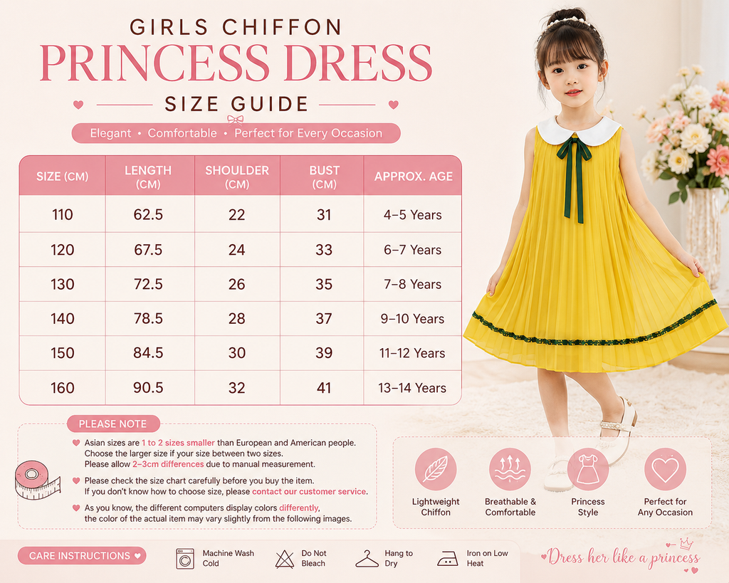 Girls' Sleeveless Chiffon Princess Dress – Elegant Summer Party Dress