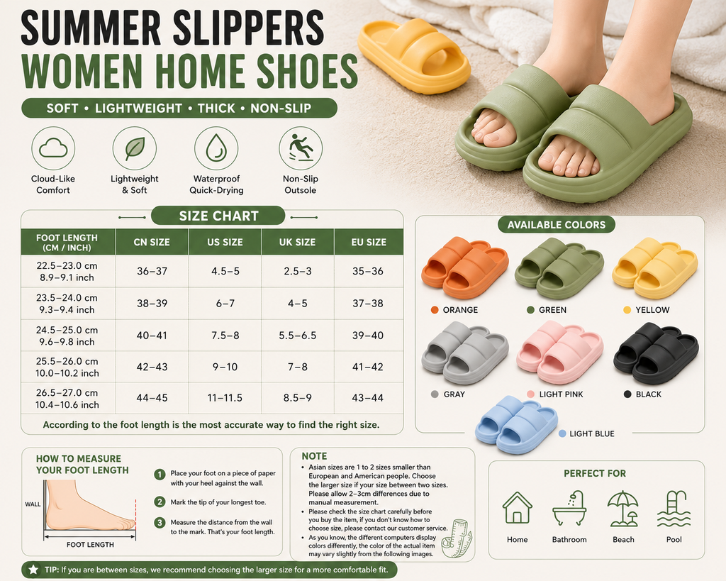 Cloud Comfort EVA Slide Sandals – Thick Non-Slip Bathroom & Home Slippers