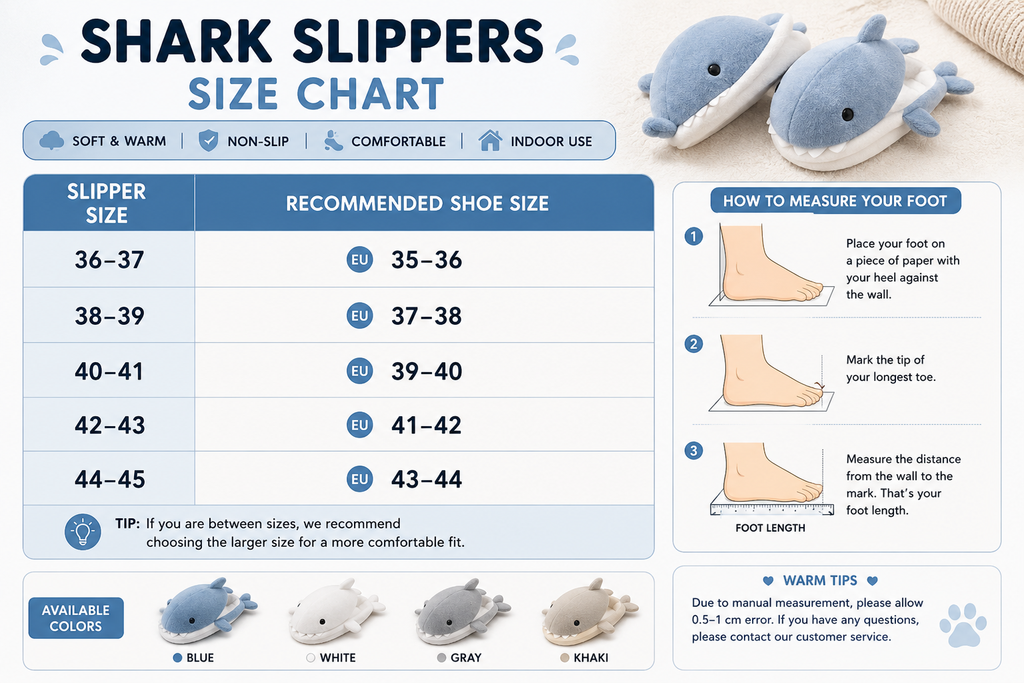 Plush Shark Slippers – Soft Warm Indoor House Slippers for Women & Men