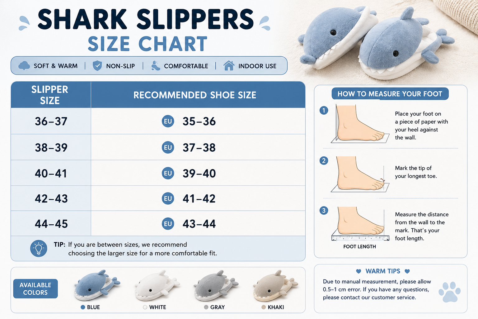Plush Shark Slippers – Soft Warm Indoor House Slippers for Women & Men