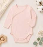 Baby Bamboo Long Sleeve Wrap Bodysuit – Soft Newborn One-Piece Romper